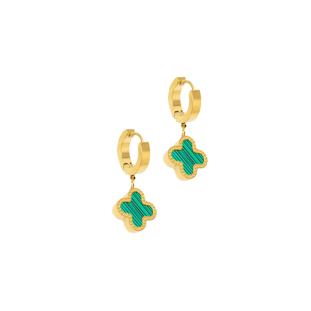 Lucky Tide Waterproof Clover Huggie Hoop Earrings - 18K Gold Plated