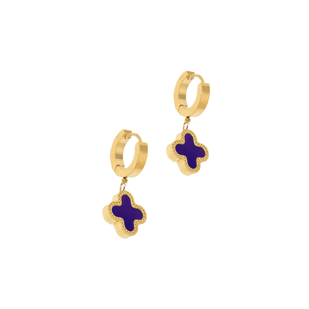 Lucky Tide Waterproof Clover Huggie Hoop Earrings - 18K Gold Plated