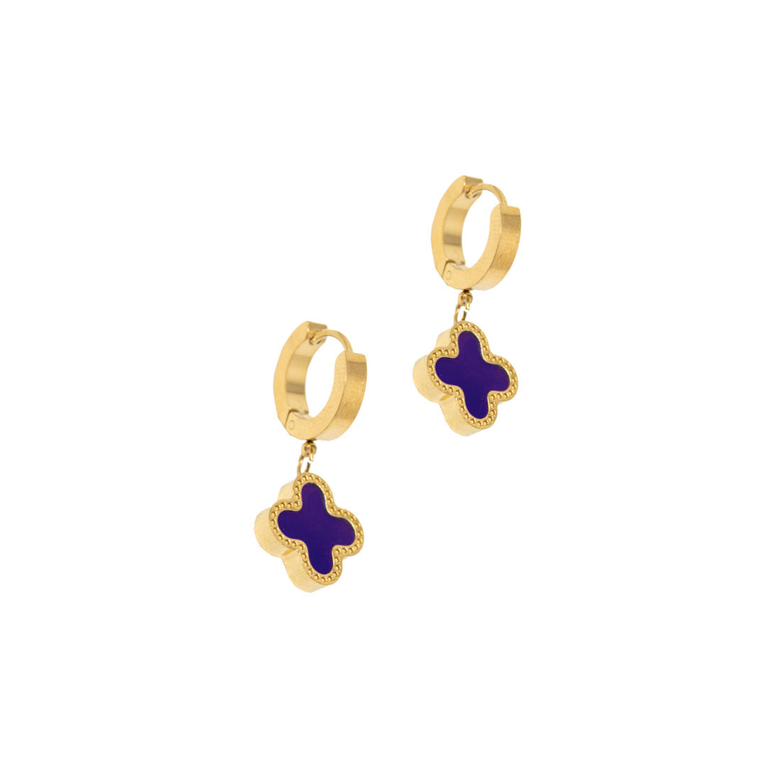 Lucky Tide Waterproof Clover Huggie Hoop Earrings - 18K Gold Plated