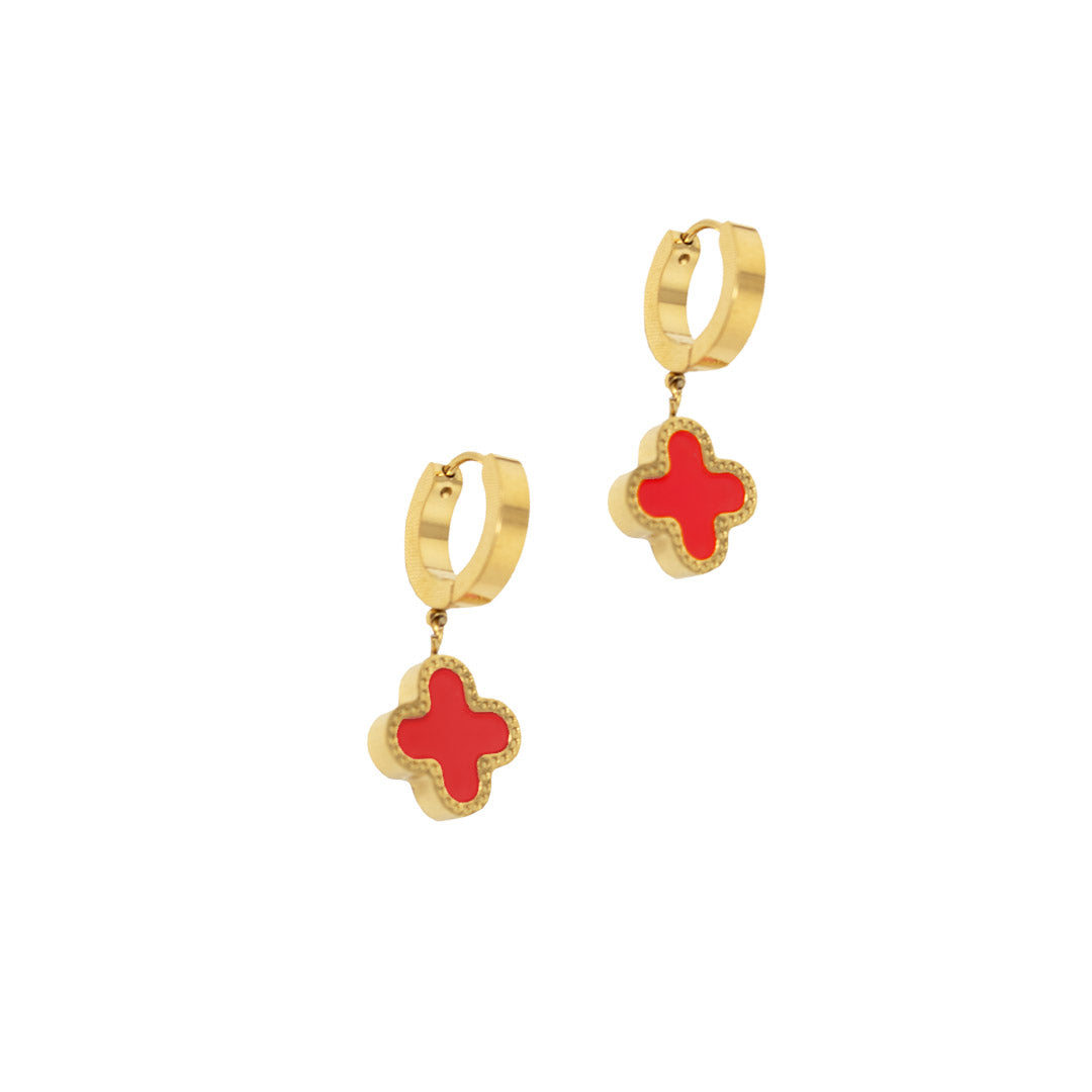 Lucky Tide Waterproof Clover Huggie Hoop Earrings - 18K Gold Plated