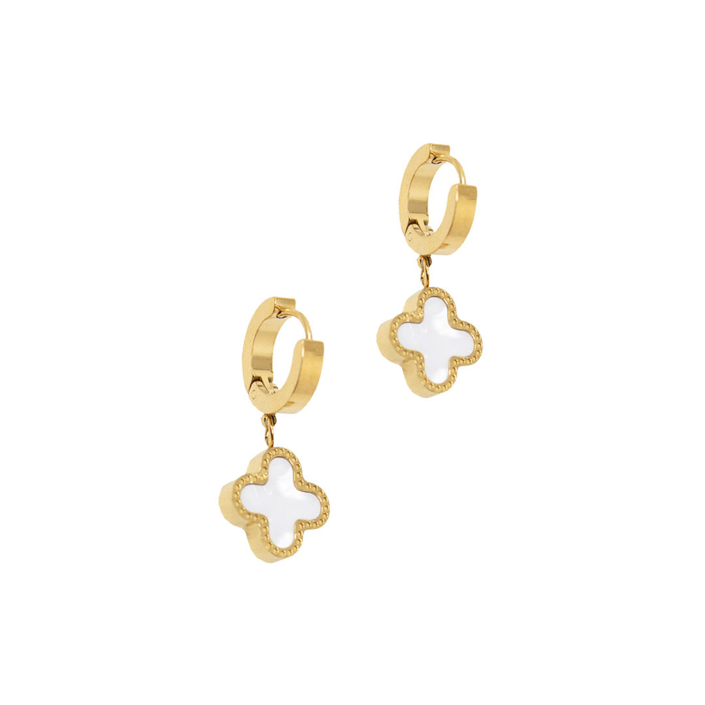 Lucky Tide Waterproof Clover Huggie Hoop Earrings - 18K Gold Plated
