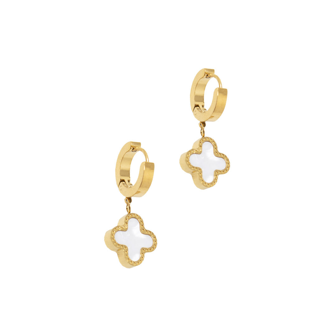 Lucky Tide Waterproof Clover Huggie Hoop Earrings - 18K Gold Plated