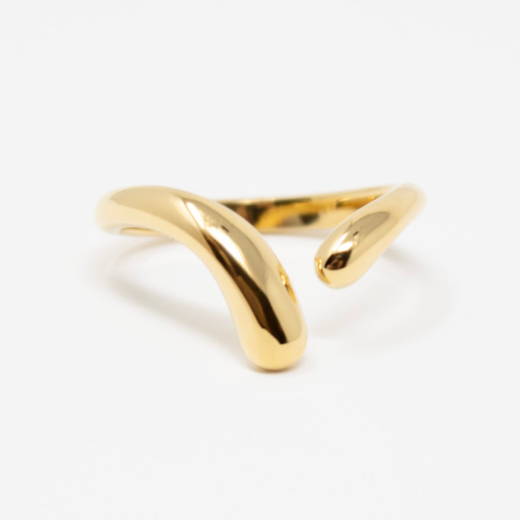 Curve Drip Gold-Tone Waterproof Ring