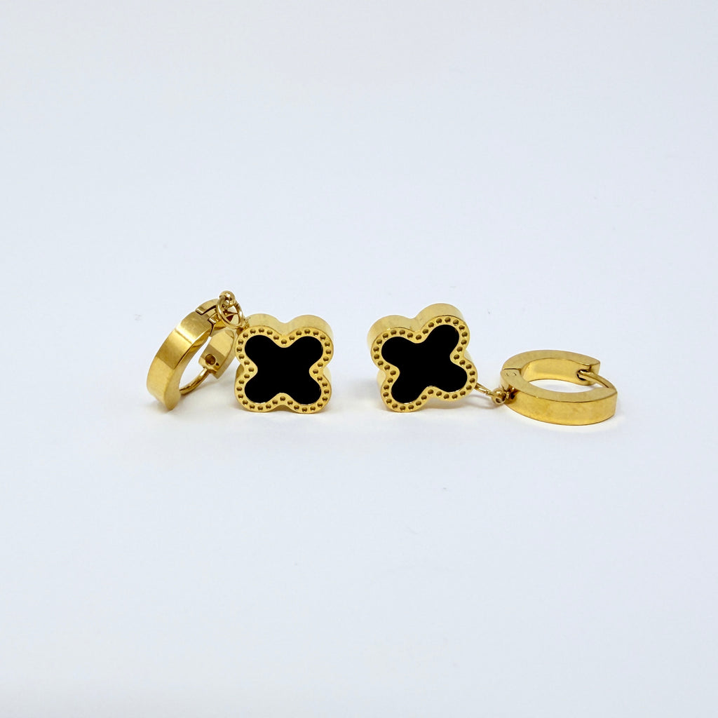 Lucky Tide Waterproof Clover Huggie Hoop Earrings - Gold