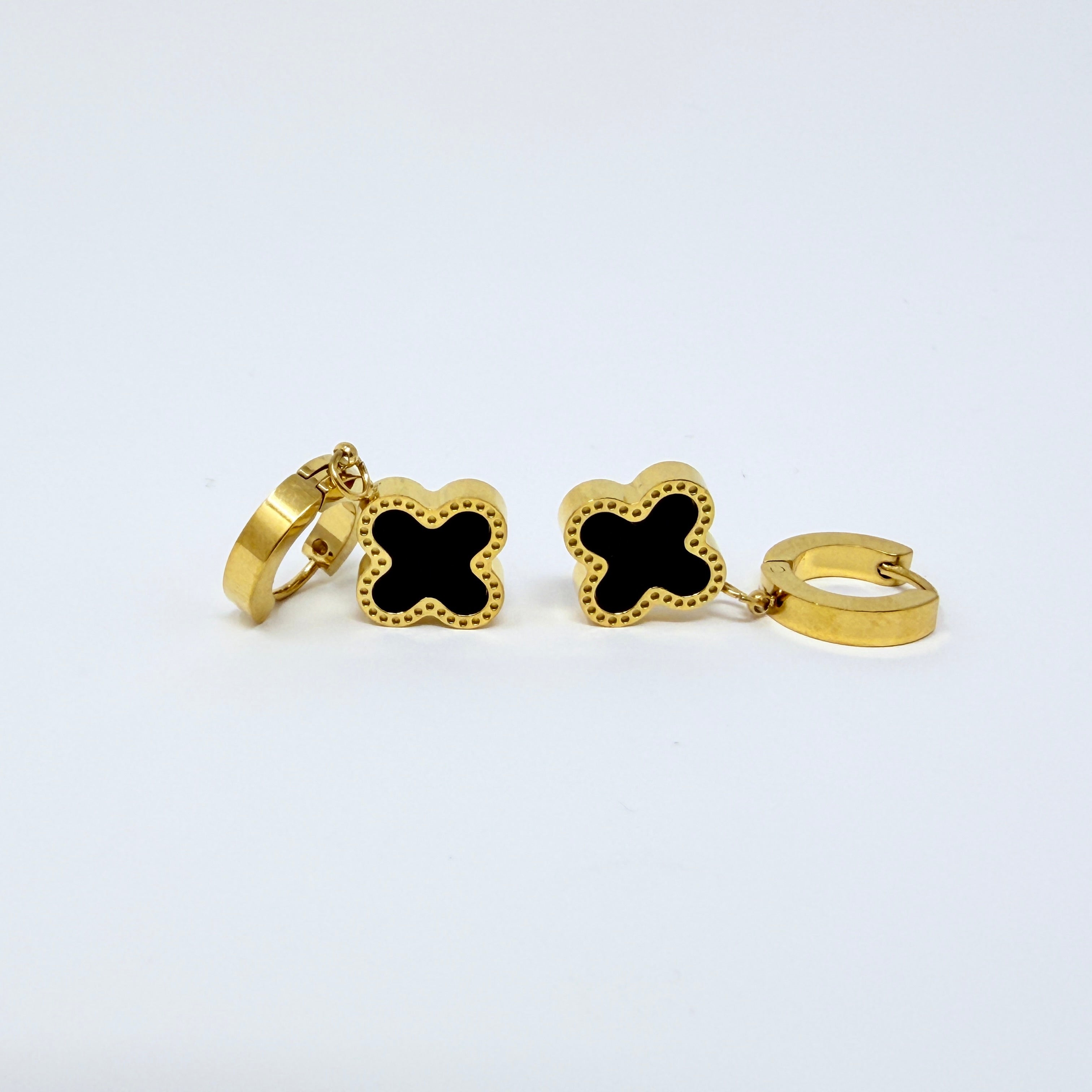 Lucky Tide Waterproof Clover Huggie Hoop Earrings - Gold