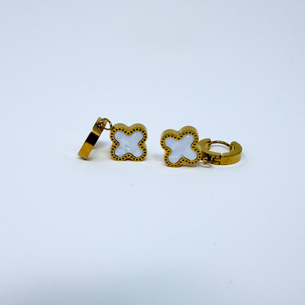 Lucky Tide Waterproof Clover Huggie Hoop Earrings - Gold