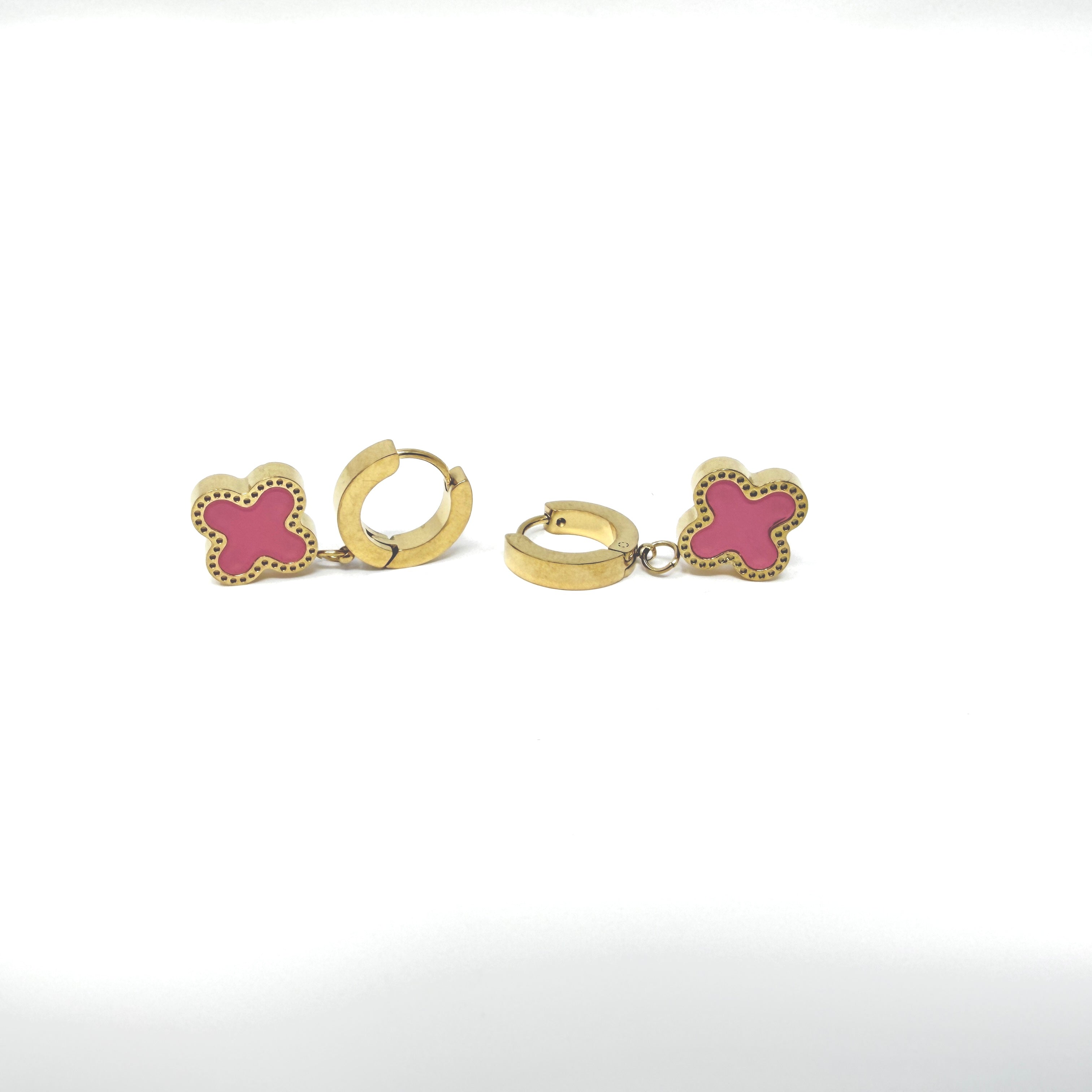 Lucky Tide Waterproof Clover Huggie Hoop Earrings - Gold