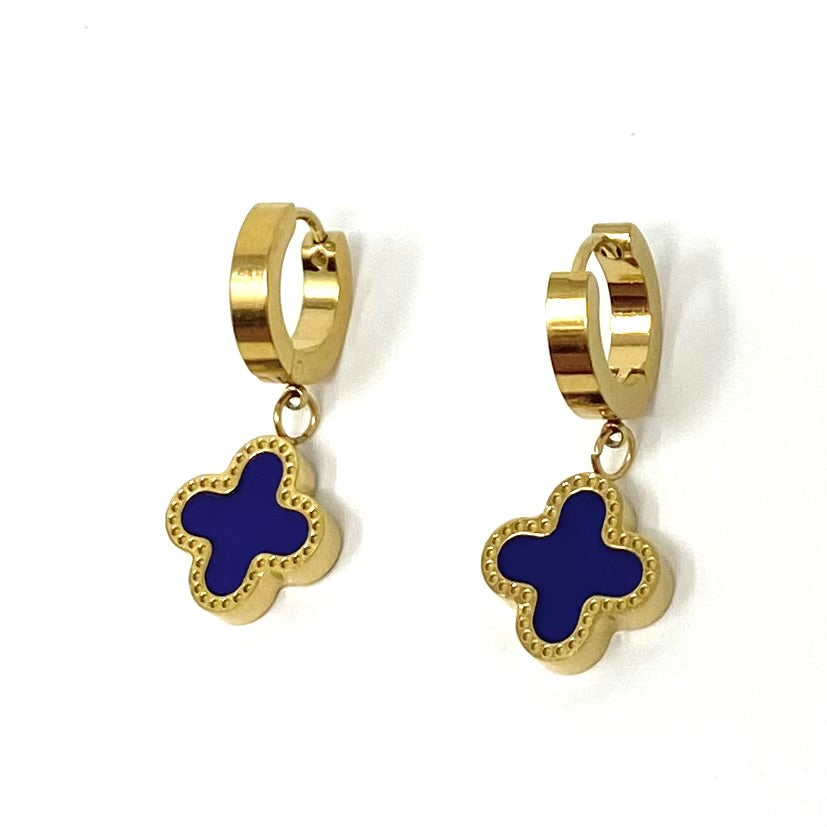Lucky Tide Waterproof Clover Huggie Hoop Earrings - Gold