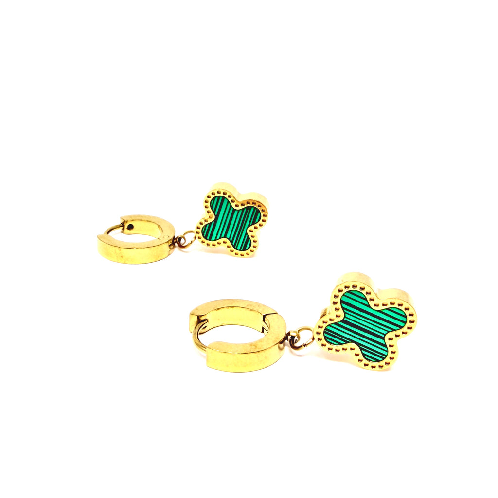 Lucky Tide Waterproof Clover Huggie Hoop Earrings - Gold