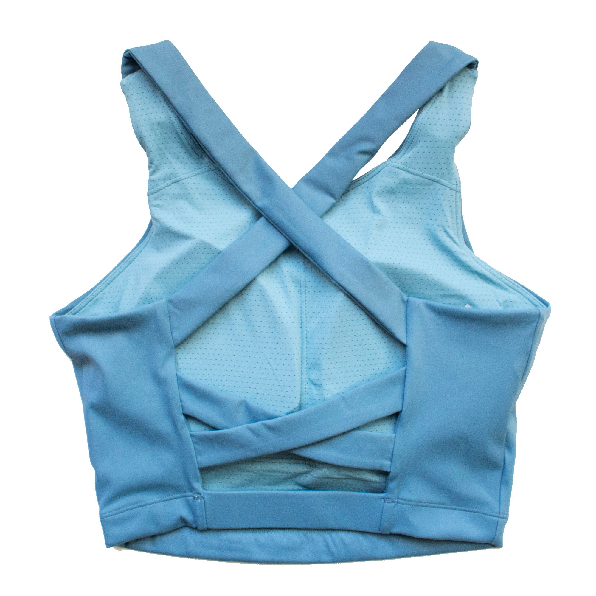 Womens Light Blue Run to Swim Sports Bra Tank Top
