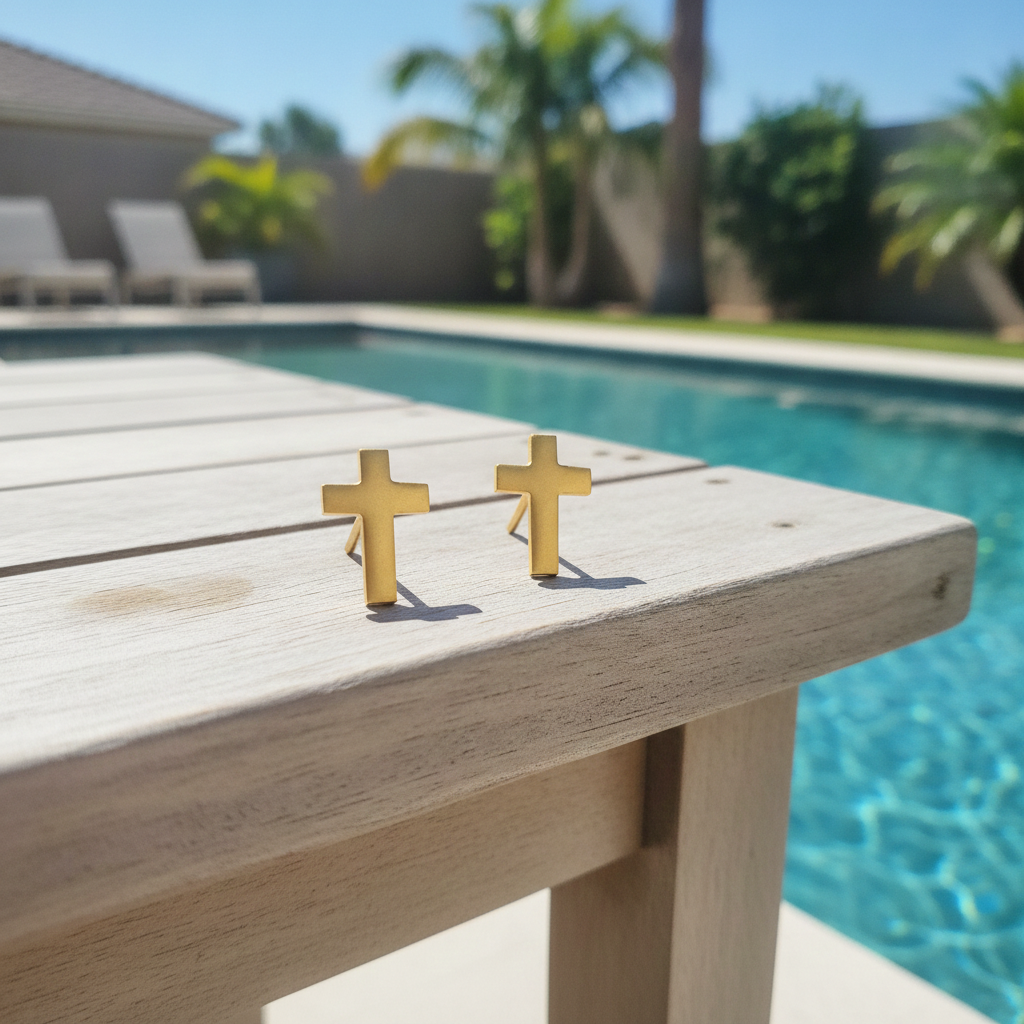 Tidewalker Gold Mini Cross Studs