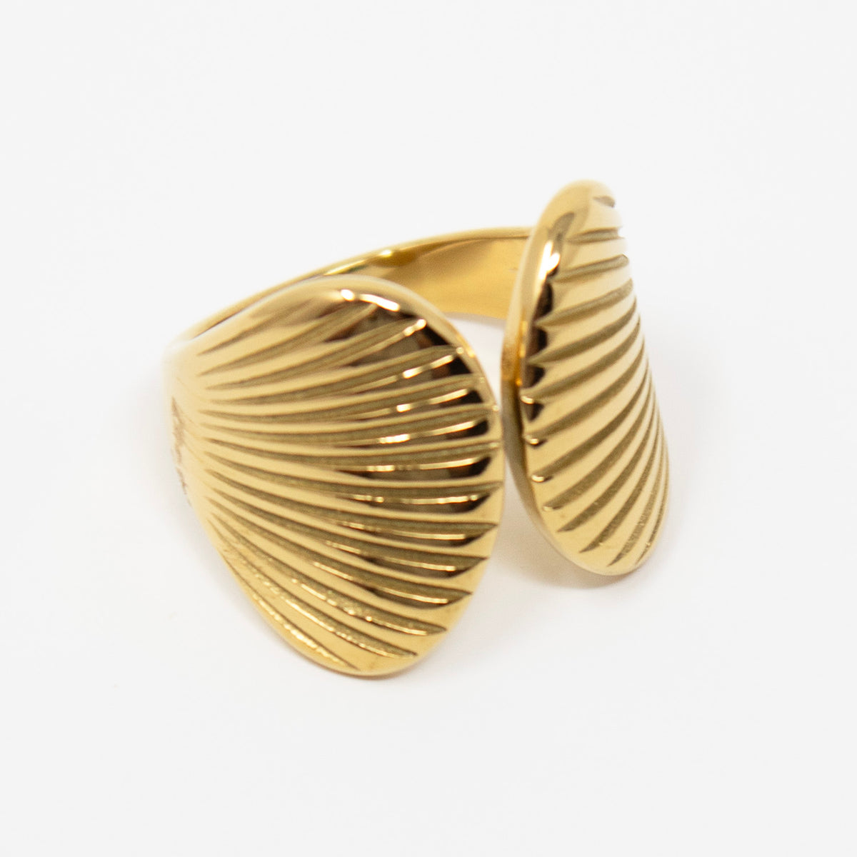Twin Seashell Gold-Tone Waterproof Ring