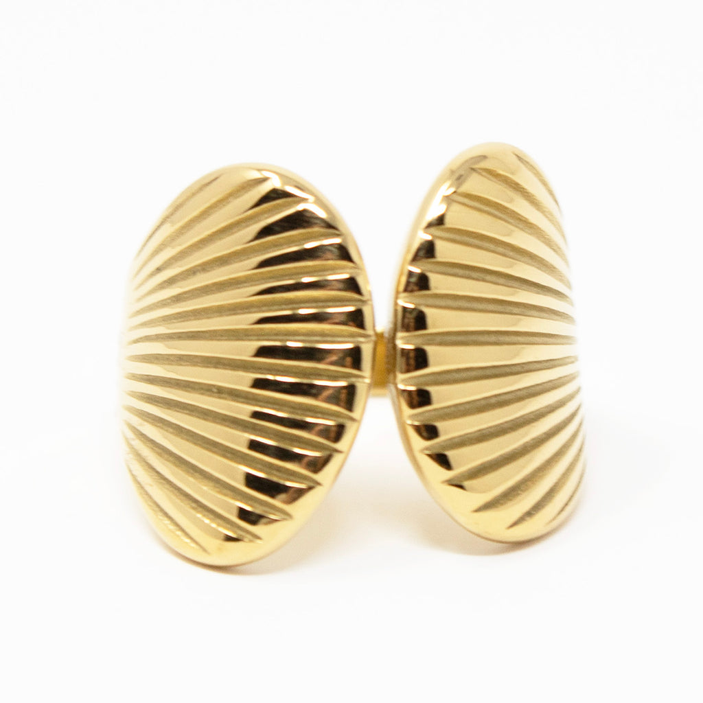 Twin Seashell Gold-Tone Waterproof Ring