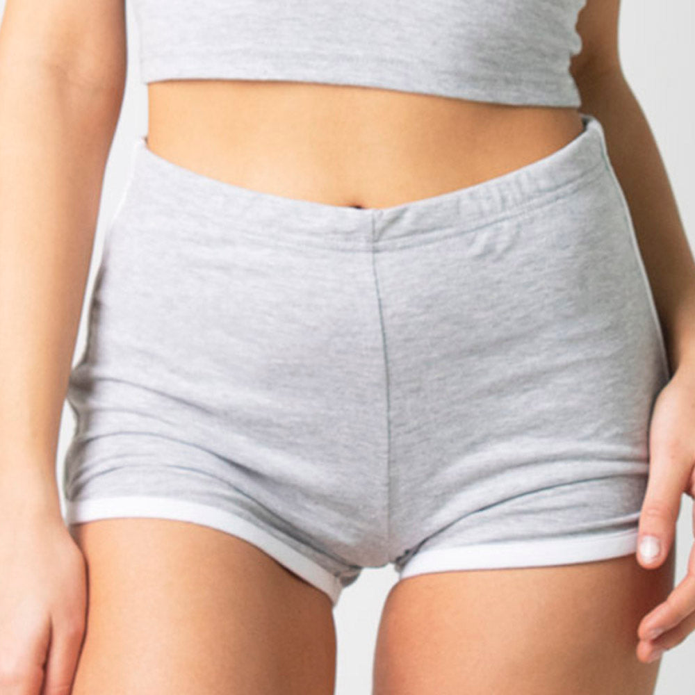 Heather Grey Retro Dolphin Shorts and Crop Top Outfit Set | Runner Gal™
