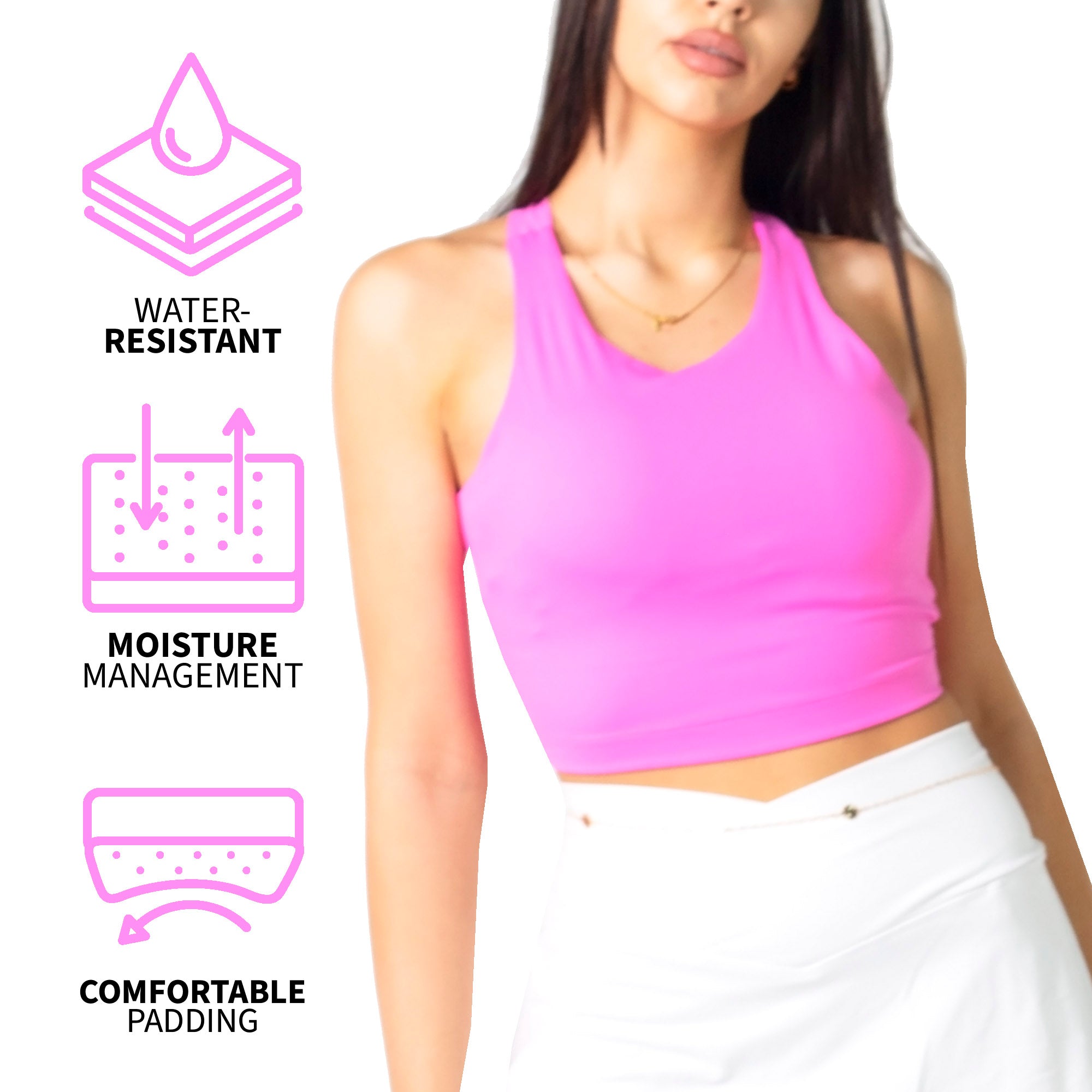 Women's Neon Pink Run to Swim Sports Bra Tank Top