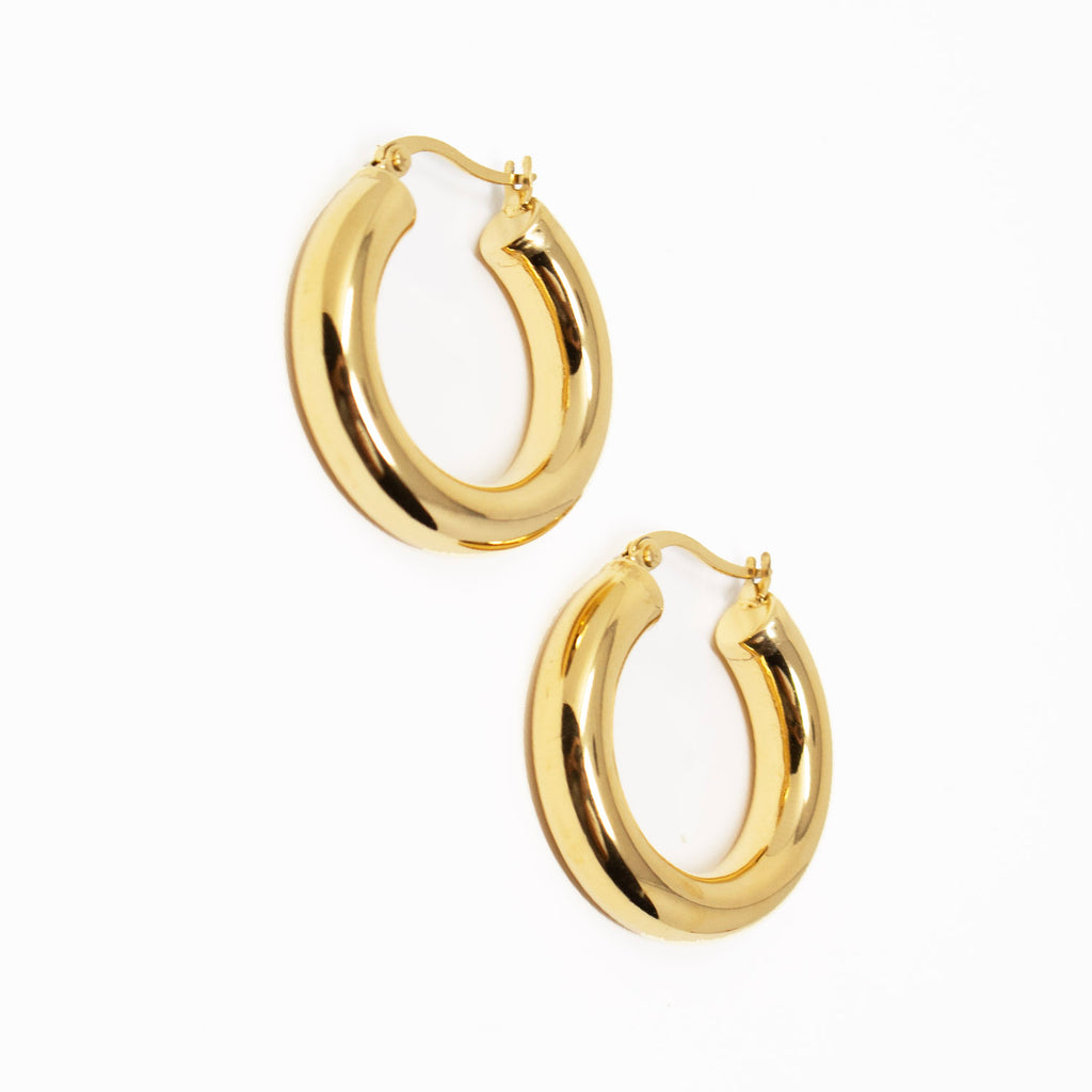 18K Gold Plated Chunky Circle Hoop Earrings