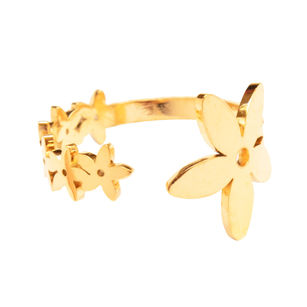 Island Bloom Gold Plumeria Cuff Ring