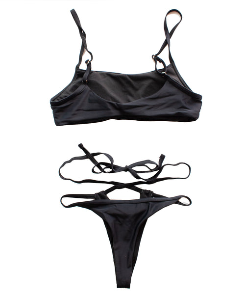 BeachProof™ Black Strappy Super Cheeky Bikini