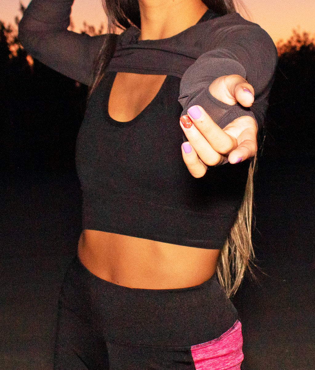 Coastal Sun Workout Crop Top Long Sleeve Run to Swim | Runner Gal™