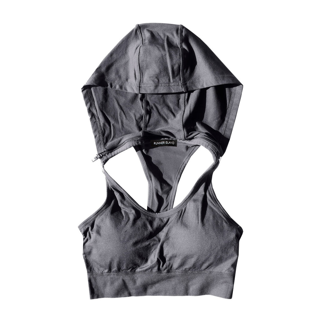 Womens Charcoal Sports Bra Tank Top Hoodie