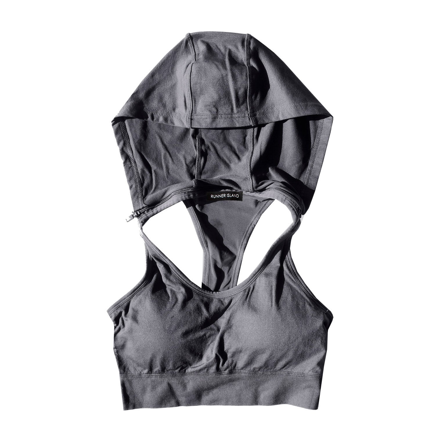 Womens Charcoal Sports Bra Tank Top Hoodie