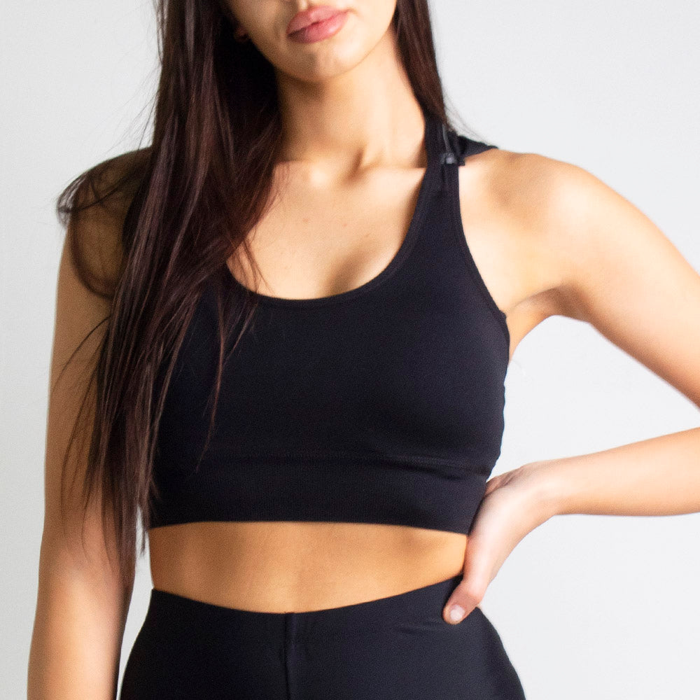 Women's Black Hooded Sports Bra | Runner Gal™
