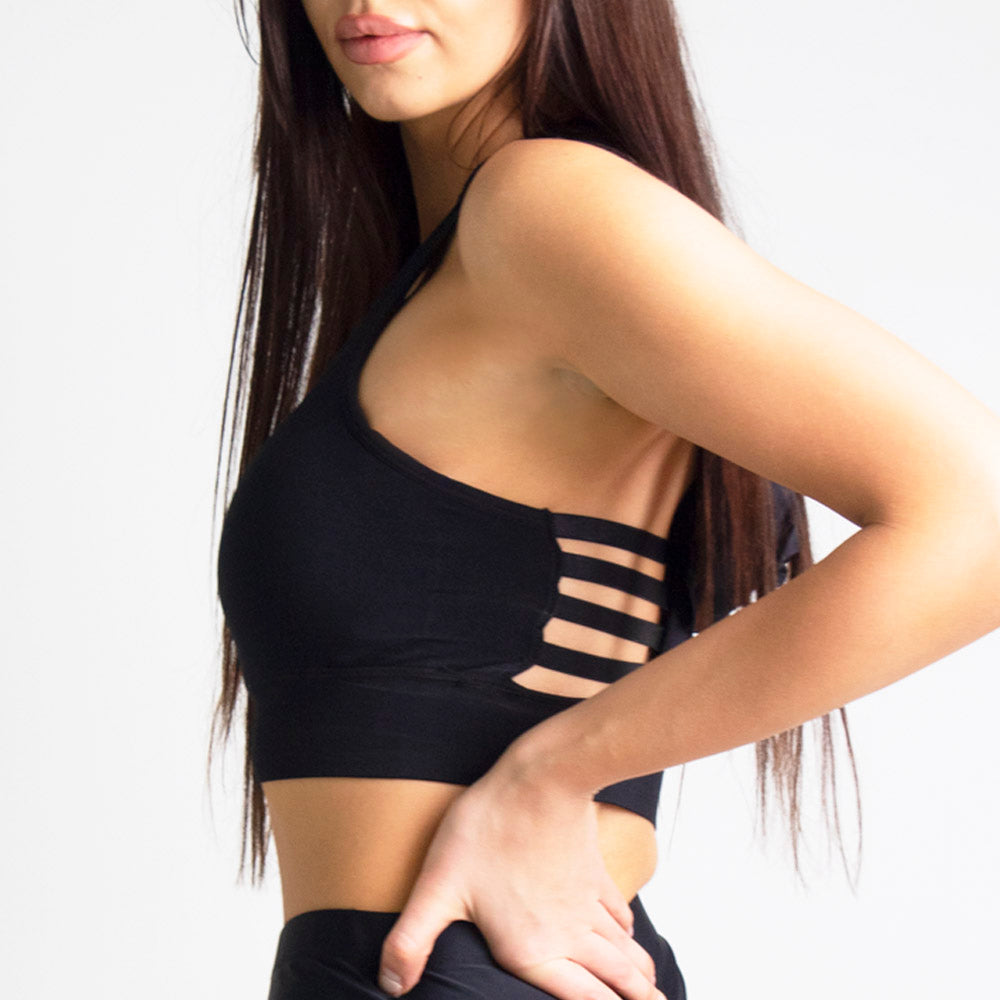 Women's Black Hooded Sports Bra | Runner Gal™