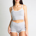Heather Grey Retro Dolphin Shorts and Crop Top Outfit Set | Runner Gal™