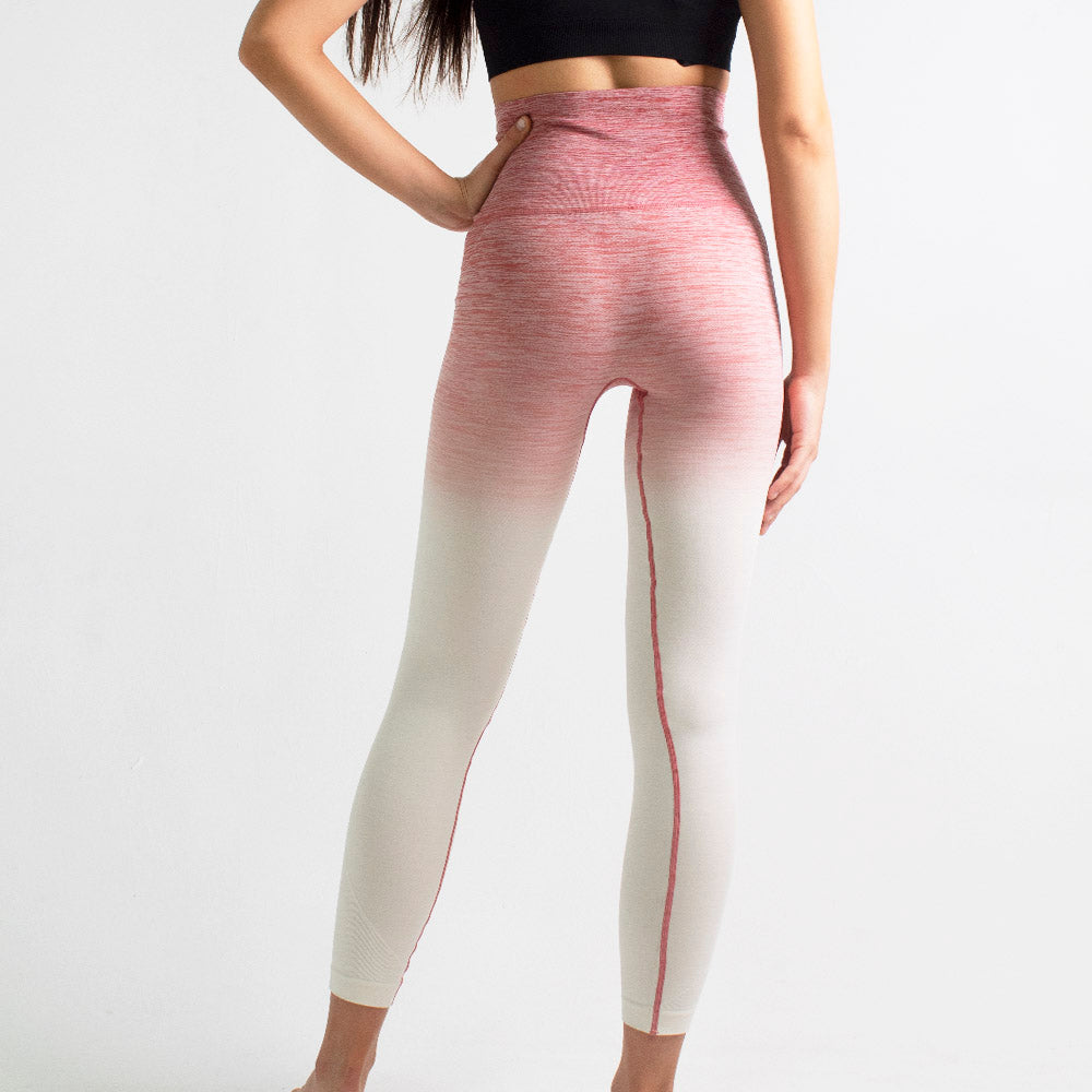 Women's Pink Ivory Ombre Shaping Workout Leggings | Runner Gal™