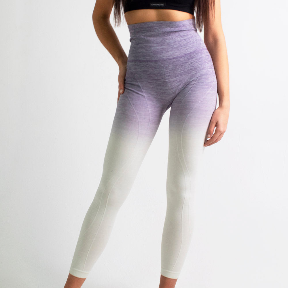 Women's Purple Ivory Ombre Shaping Workout Leggings | Runner Gal™