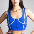 Women's Royal Blue Run to Swim Zipper Crop Tank | Runner Gal™