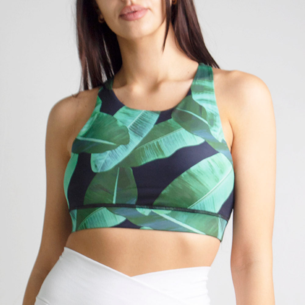 Women's Palm Tree Run to Swim Sports Bra