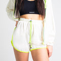 White Water-Resistant Windbreaker Track Shorts
