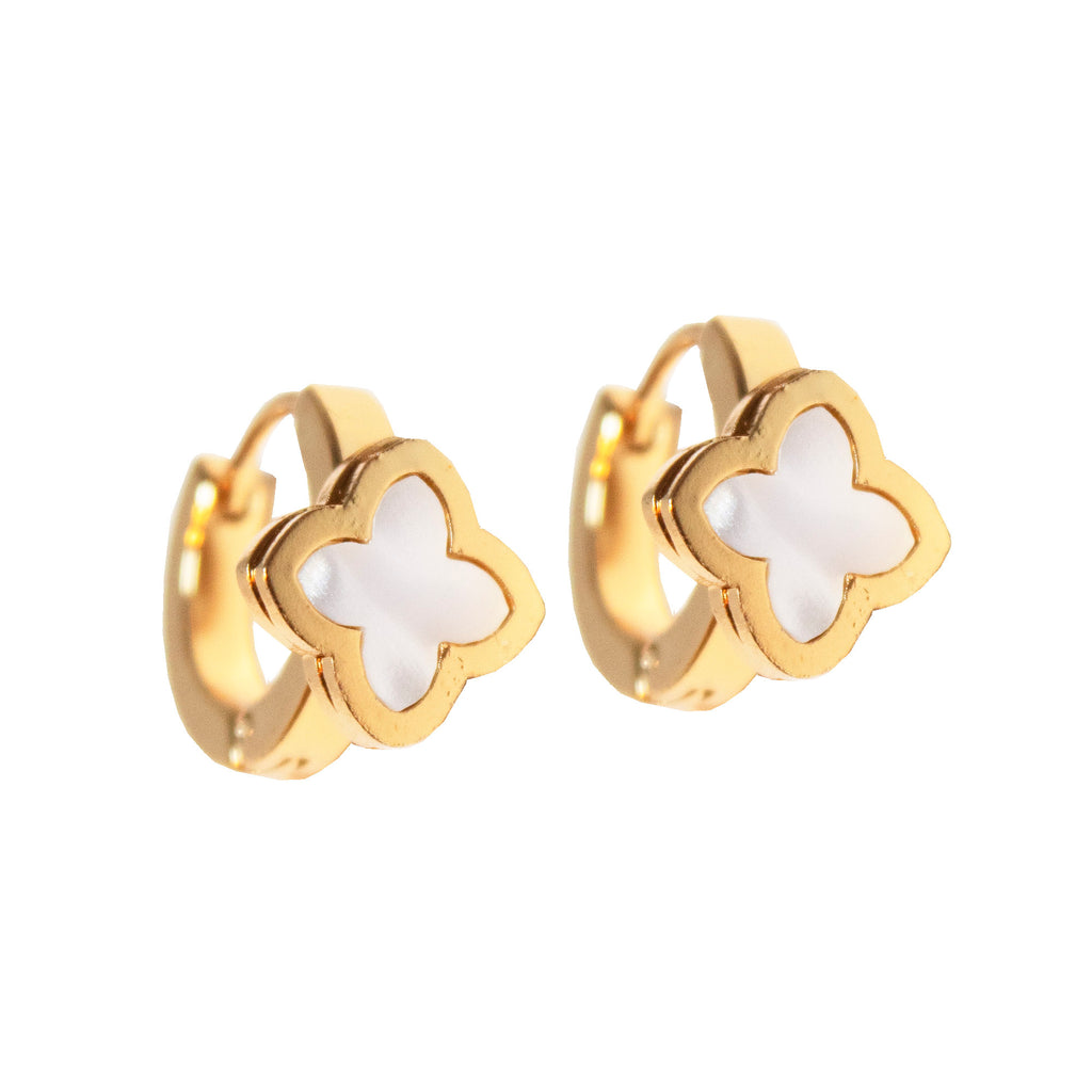 Seabreeze Gold MOP Huggie Earrings