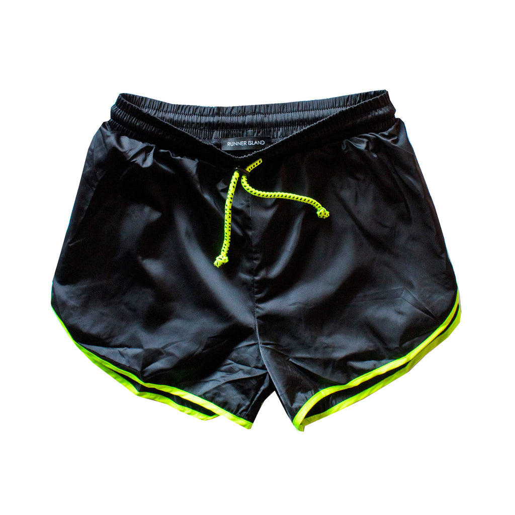 Black Water-Resistant Windbreaker Running Drawstring Shorts