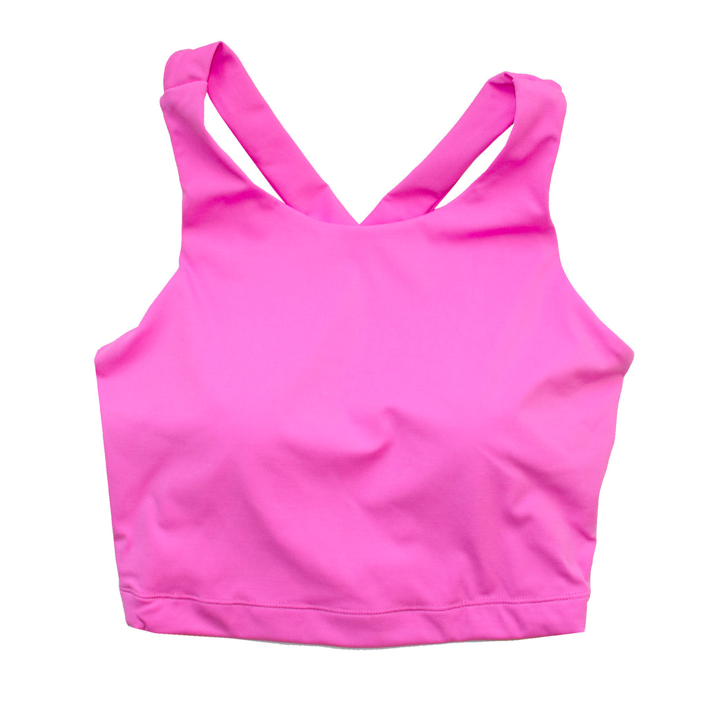 Women's Neon Pink Run to Swim Sports Bra Tank Top