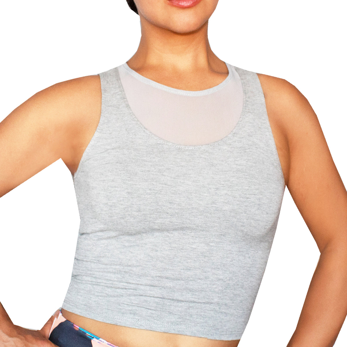 Tiffani Gray Mesh Crop Top | Runner Gal™
