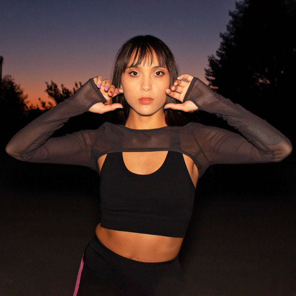 Coastal Sun Workout Crop Top Long Sleeve Run to Swim | Runner Gal™